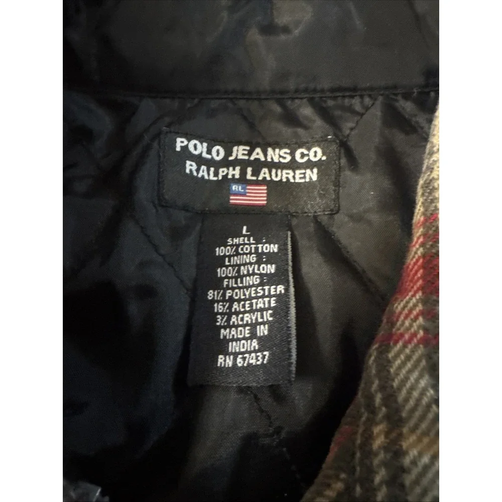 Polo Ralph Lauren  Jean Co Flannel Shirt Jacket Shacket Heavyweight Vintage L